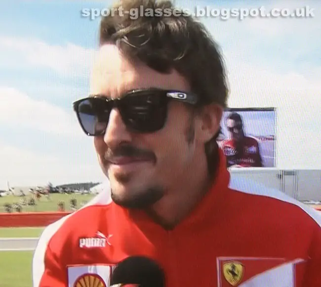 Evil Fernando Alonso – Still Wearing Oakley Garage Rock Sunglasses at Silverstone 2013