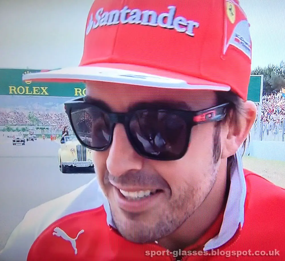 Fernando Alonso Wearing Scuderia Ferrari Edition Oakley Sunglasses at Spanish GP 2014