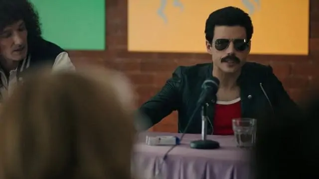 Rami Malek as Freddie Mercury in Bohemian Rhapsody wearing Aviator Sunglasses 2