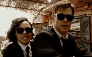 Chris-Hemsworth-and-Tessa-Thompson-wearing Police Sunglasses in Men-in Black: International