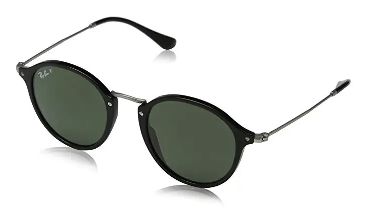 Ray-Ban RB2447 Round-Fleck Sunglasses Black Polarized-Green