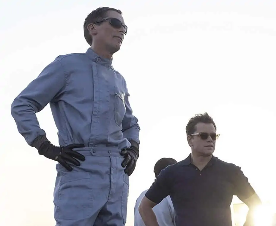 Matt Damon as Carroll Shelby and Christian Bale as Ken Miles Wearing Ray-Ban Sunglasses in Ford v Ferrari (2019)