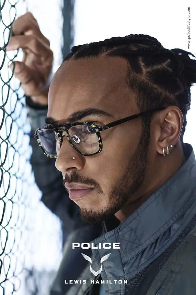 Lewis Hamilton wearing Police X Lewis Hamilton Prescription Glasses in the 2020 Police Campaign